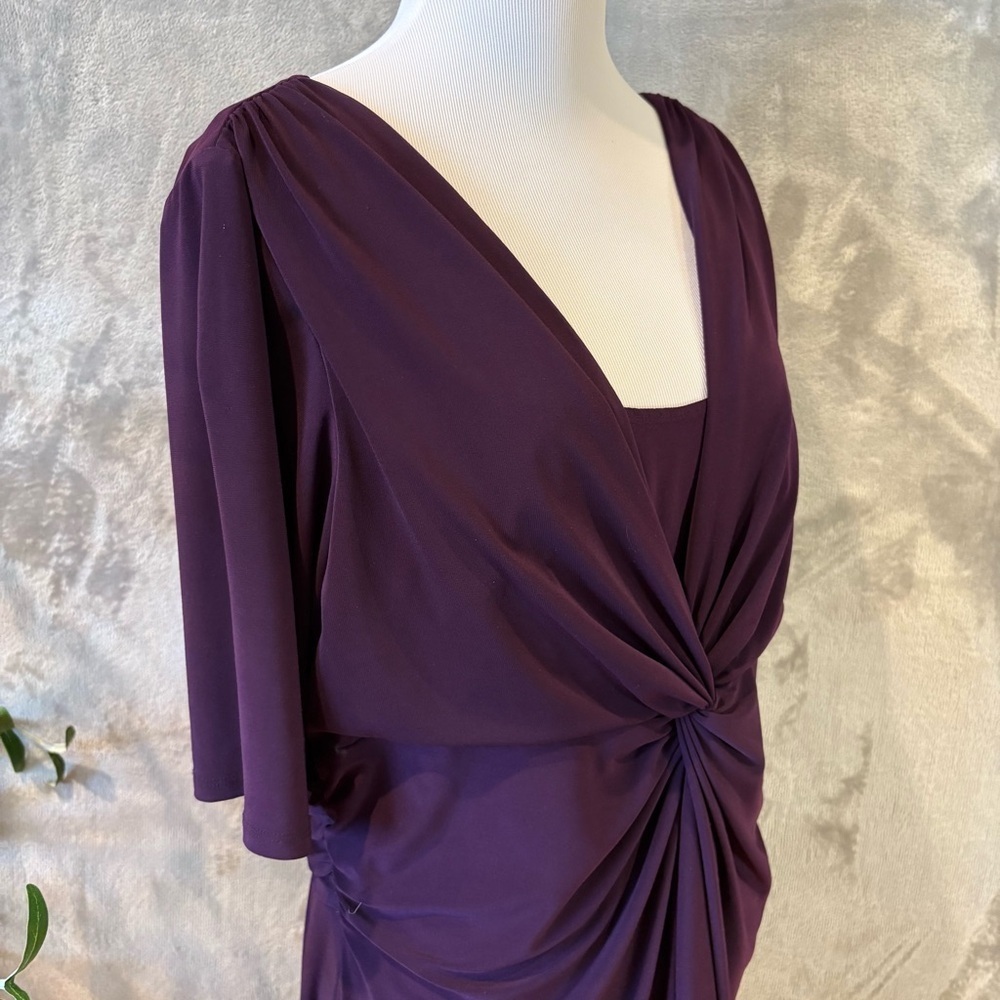 Chaps Elegant Formal Stretch Ruched Wmn’s Dress Sz XL - Picture 3 of 10